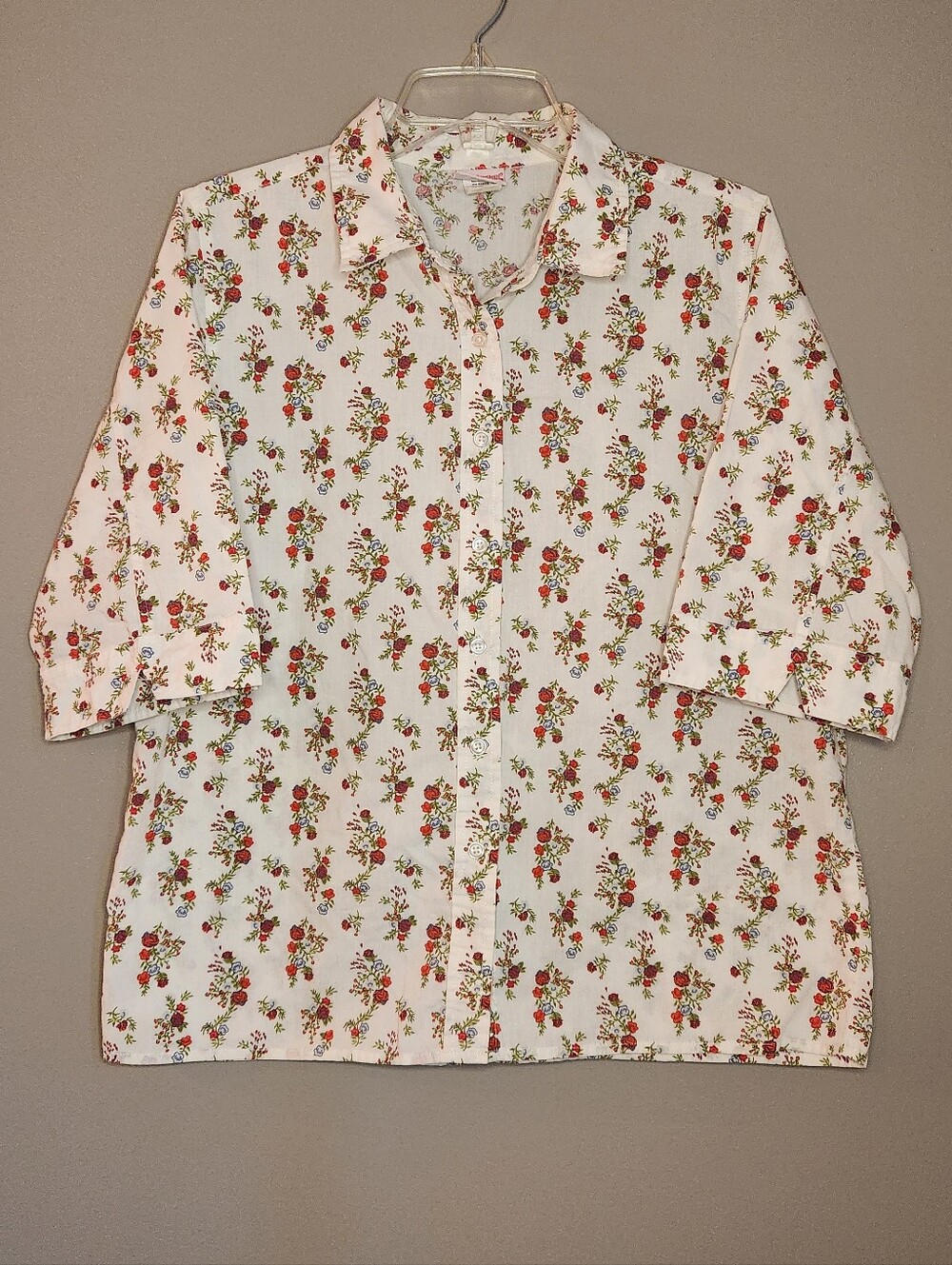 Vintage American Sweetheart Women's Floral Button-Down Shirt Size Medium